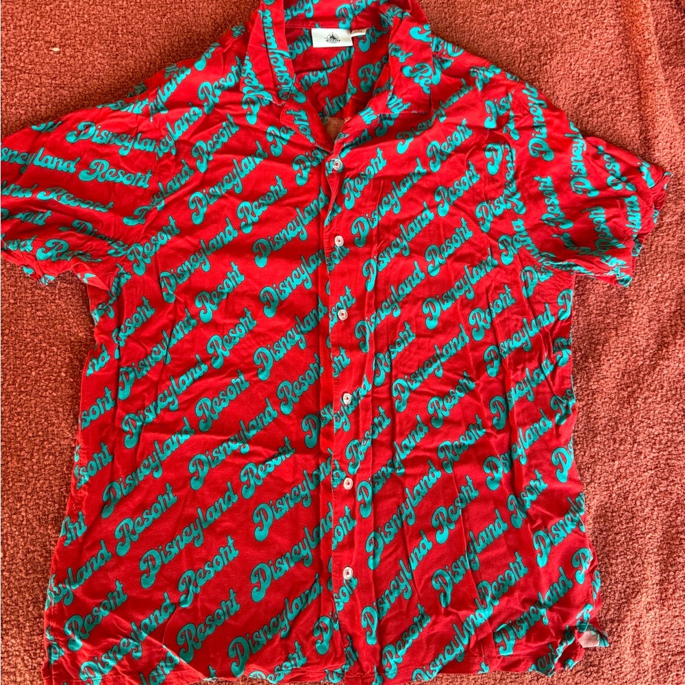 Disneyland Resort Disney Parks Red and Blue Resort Shirt Button Up Collared